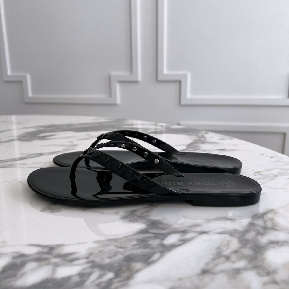 NWT - Tory Burch Studded Jelly Flip Flop - Perfect Black🖤 - Picture 5 of 7